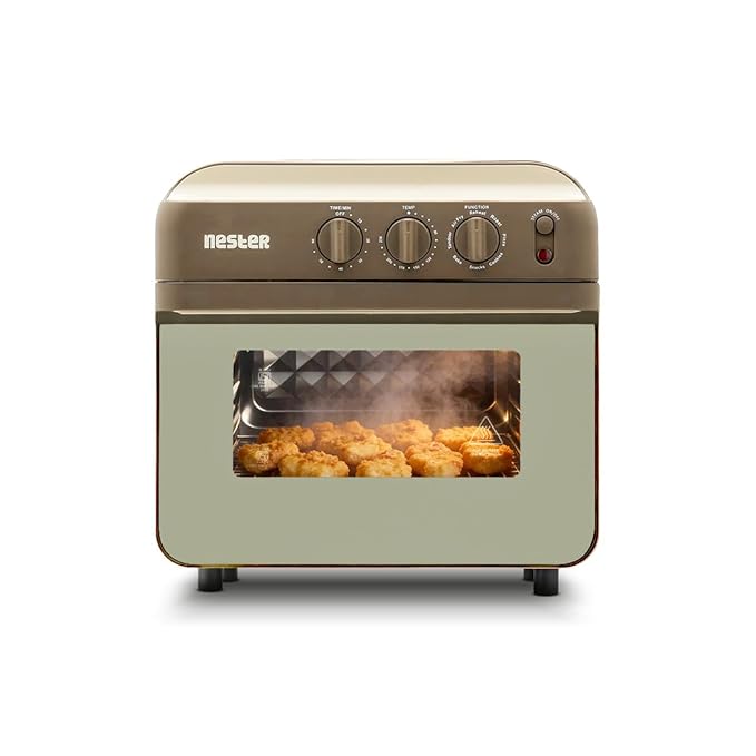 NESTER Full Stack Steamlock™ SS430 Stainless Steel Air Fryer Oven 16L | 2000 W Steam + Air Fry | Multi-Function-Air Fryer, Reheat, Bake, Toast | Adjustable Temperature & Timer - Dalgona Brown