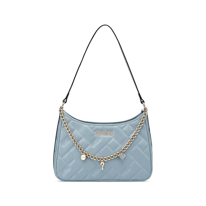 Guess Women Blue Quilted Shoulder Bag with Strap