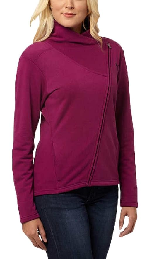 Puma Ladies Asymmetrical French Terry Full Zip Jacket (Small, Magenta Purple)