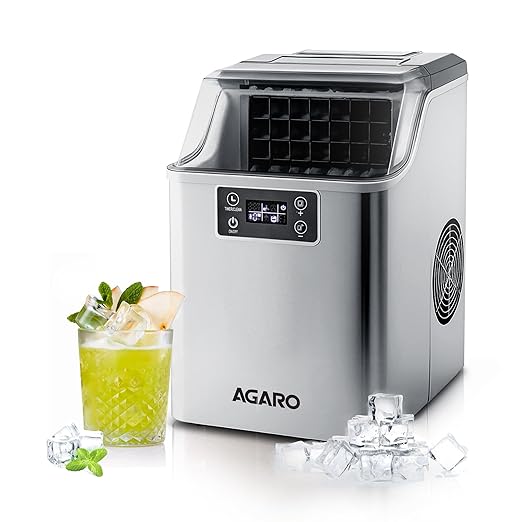 AGARO Galaxy Ice Cube Maker Machine 3.2 litre Countertop, 2 Ways to Add Water, 24 Pcs Ready in 13 Mins, Self-Cleaning Portable Compact, with Ice Scoop & Basket, Perfect for Home/Kitchen/Office/Bar
