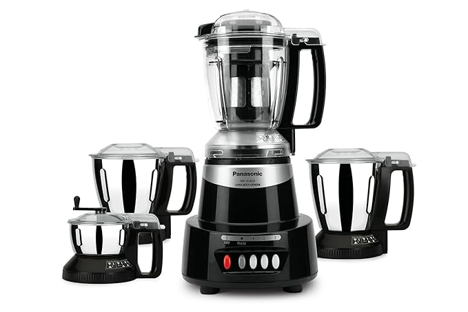 Panasonic Heavy Duty Mixer Grinder For Kitchen MX-AV425 (Charcoal Black) Elements Series Powerful 1500W(MMLW) 4 Jar(Three-304 Stainless Steel & 1Juicer Extractor Jar)|5 Years Motor Warranty