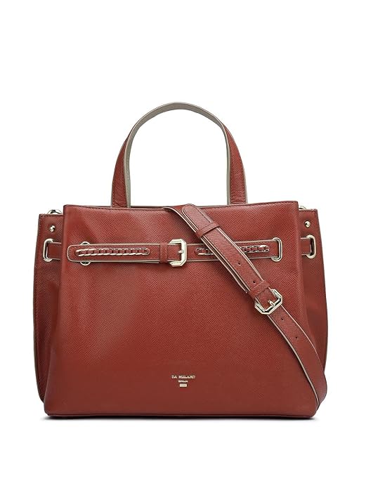 Da Milano Leather Satchel Bag for Women - Brown