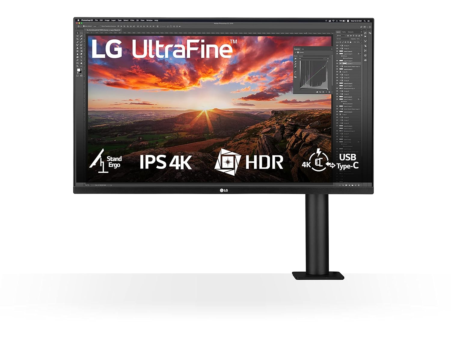 LG 32UN880K 32" (81.28cm) 3840x2160 Pixels Ultrafine Display Ergo UHD 4K IPS Display with HDR 10 Compatibility and USB Type-C Connectivity, Tilt/Height/Swivel/Pivot/Extend/Retract, Black