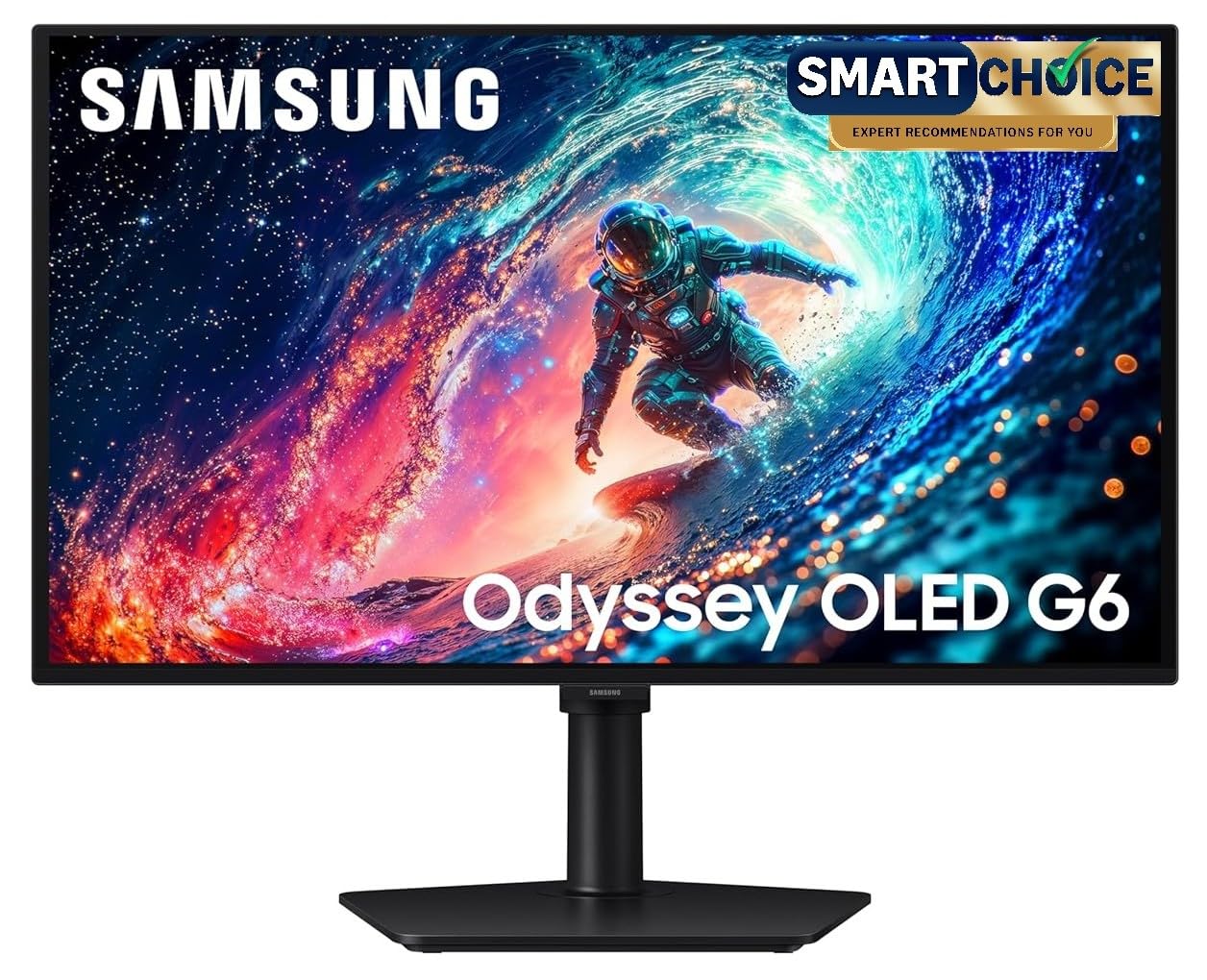 Samsung 27" Odyssey QD-OLED G6 Gaming Monitor(Smartchoice) | QHD 2560 x 1440| 240 Hz| 0.03ms | Ergonomic Stand | Pantone Validated| Glarefree | TrueBright 300| G-Sync| Free Sync| LS27HG612SWXXL| Black