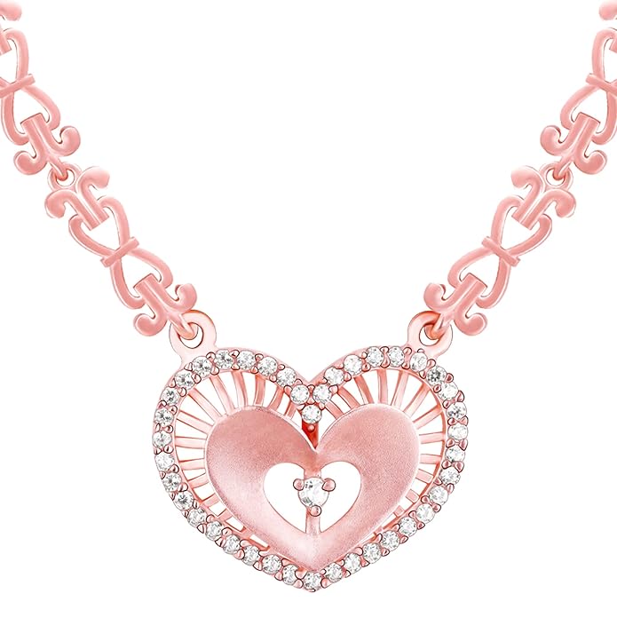 GIVA 925 Silver Anushka Sharma Rose Gold Love Affair Necklace | Gifts for Girlfriend,Pendant to Gift Women & Girls | With Certificate of Authenticity and 925 Stamp | 6 Months Warranty*