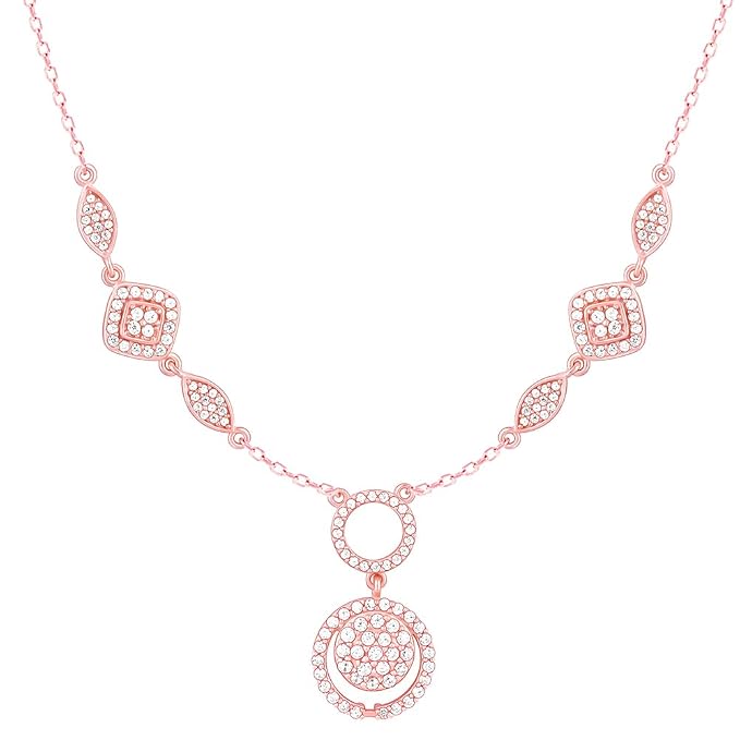 GIVA 925 Silver Rose Gold Radiant Halo Necklace| Pendant to Gift Women & Girls | With Certificate of Authenticity and 925 Stamp | 6 Months Warranty*