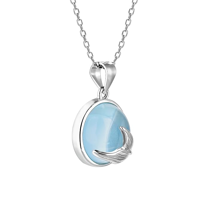 GIVA 925 Silver Gleaming Blue Fish Tail Pendant with Link Chain | Gifts for Girlfriend, Gifts for Women and Girls |With Certificate of Authenticity and 925 Stamp | 6 Month Warranty*