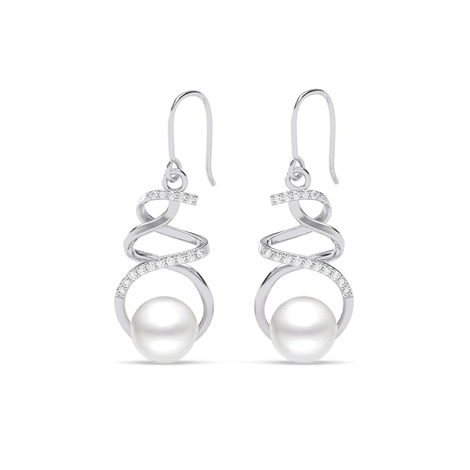 Clara 925 Silver Morsal Real Pearl Pendant Earrings Chain Necklace Women | Gift for Women and Girls | Platinum Plated | Swiss Zirconia | Jewellery Set
