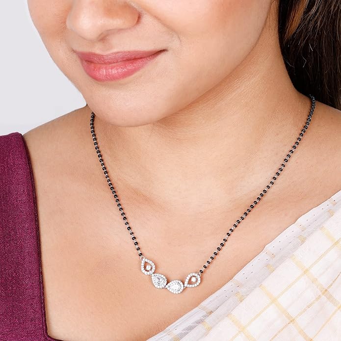 GIVA 925 Silver 18k Gold Plated Rose Gold Plated Mangalsutra Sets | Gifts for Women |Black Bead Necklace