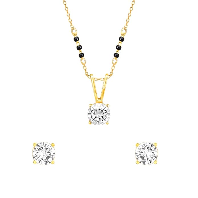 GIVA 925 Silver Golden Forever Moments Mangalsutra Set| Gifts for Women and Girls | With Certificate of Authenticity and 925 Stamp | 6 Months Warranty*