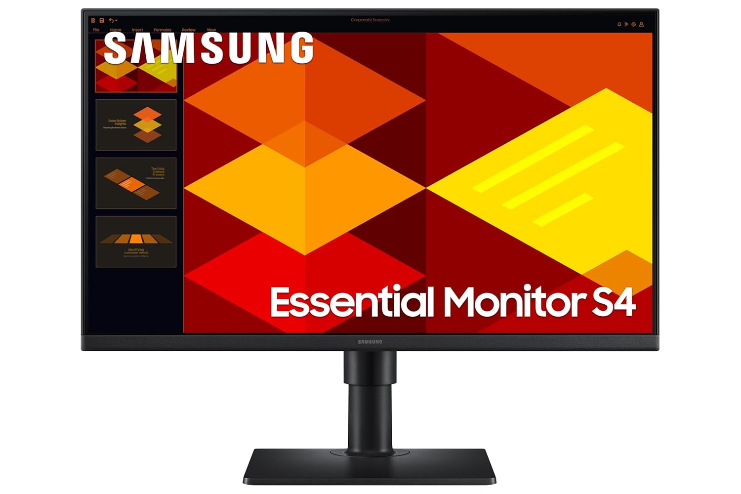 Samsung Essential Monitor S4 24 inch FHD Monitor with IPS Panel, 100Hz Refresh Rate, 5ms Response Time, Auto Source Switch, DP, HDMI, USB Ports, HAS, Tilt, Swivel, Pivot (LS24D402GAWXXL, Black)