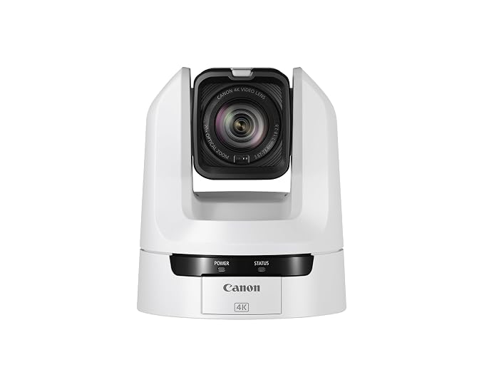 Canon CR-N100 PTZ Camera (White), 20x Optical Zoom, 4K UHD Video, Professional Productions, House of Worship, Education, Broadcast, Corporate, Events | 4K UHD30, 1/2.3 CMOS and Hybrid Af, HDMI and Ip and USB-C Outputs, Hx and Srt, Poe Plus