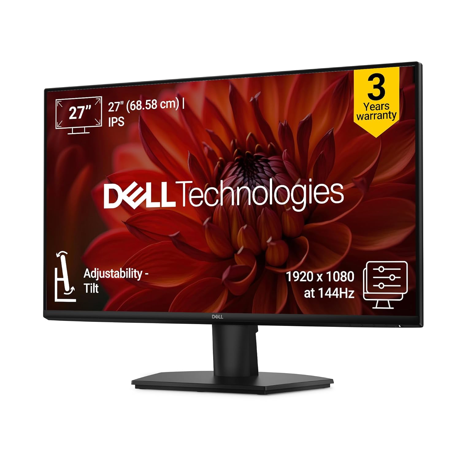 Dell SE2726H 27-Inch Full HD IPS Panel Monitor (Black) Ultra-Thin Bezels, Flicker-Free Display, Comfortview Plus, HDMI & VGA Connectivity – Stylish Design for Home & Office Productivity