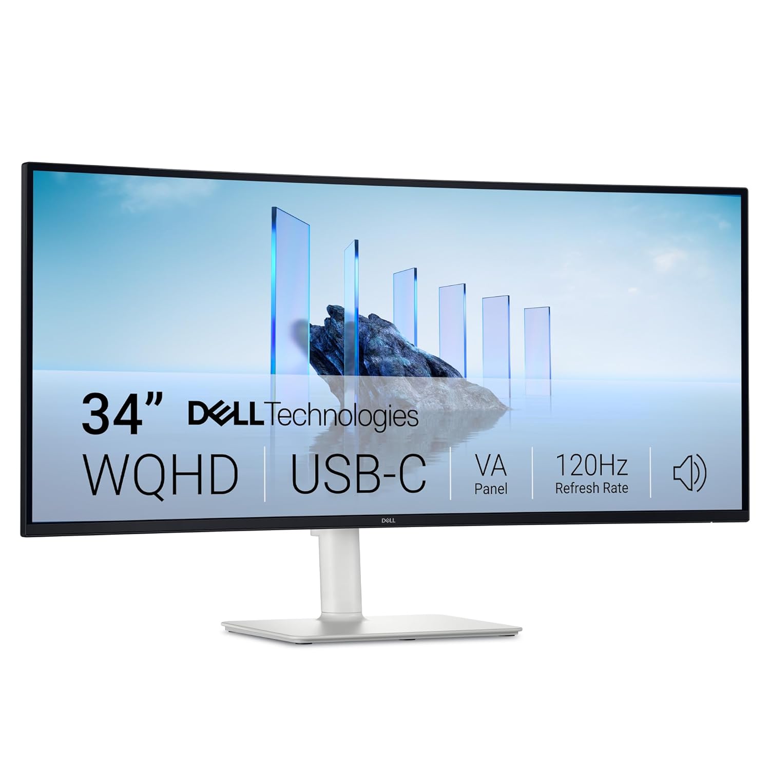 Dell S3425DW Curved Screen USB-C 34 Plus 3440 x 1440 to 120Hz 21:9 Screen, VA Panel, AMD FreeSync Premium, 99% sRGB, 95% DCI-P3, Built-in Speakers, 3000:1 Contrast Ratio