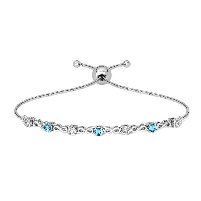 Clara 925 Sterling Silver Infinity Adjustable Hand Bracelet Gift for Women | Gifting for Girl Wife Girlfriend | Swiss Zirconia | Anti Tarnish