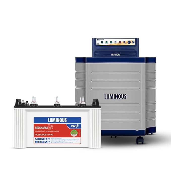 Luminous Inverter & Battery Combo with Trolley for Home & Shops | Power sine 800 (700VA/12V) Pure Sine Wave Inverter | RC 18000ST Pro 150Ah Short Tubular Battery | 36M Inverter & 48M Battery Warranty