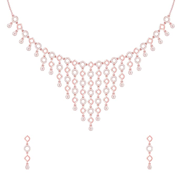 GIVA 925 Silver Anushka Sharma Rose Gold Queen Of Dreams Set|Gifts For Girlfriend,Rakshabandhan Gift For Sister Bhabhi,Women&Girls|With Certificate Of Authenticity And 925 Stamp|6 Months Warranty