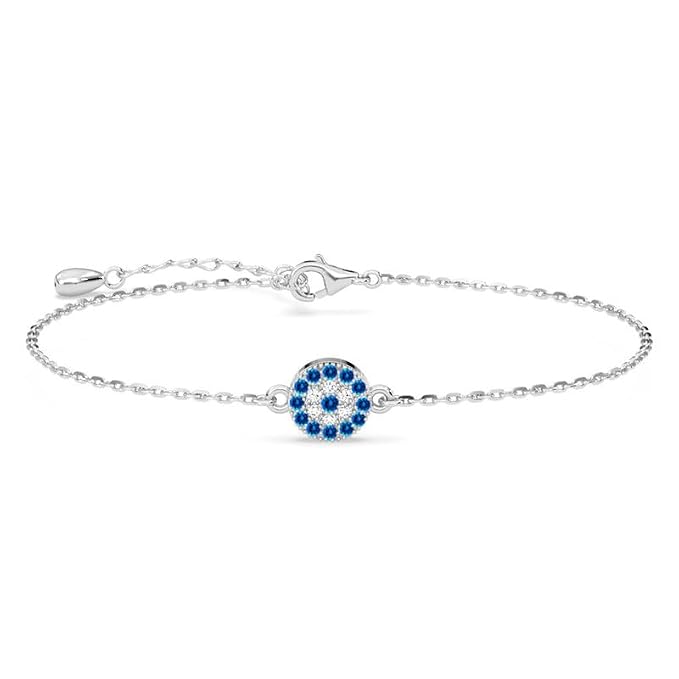 Clara 925 Sterling Silver Verona Evil Eye Bracelet Gift for Women and Girls | Size Adjustable | Platinum Plated | Swiss Zirconia