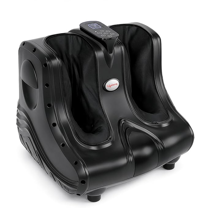 Lifelong Foot & Calf Massager Machine for Pain Relief | 3 Adjustable Intensity Levels| Electric Massager with Digital Display | Feet Massage for Blood Circulation & Soothing Heat - Max Temp upto 42°