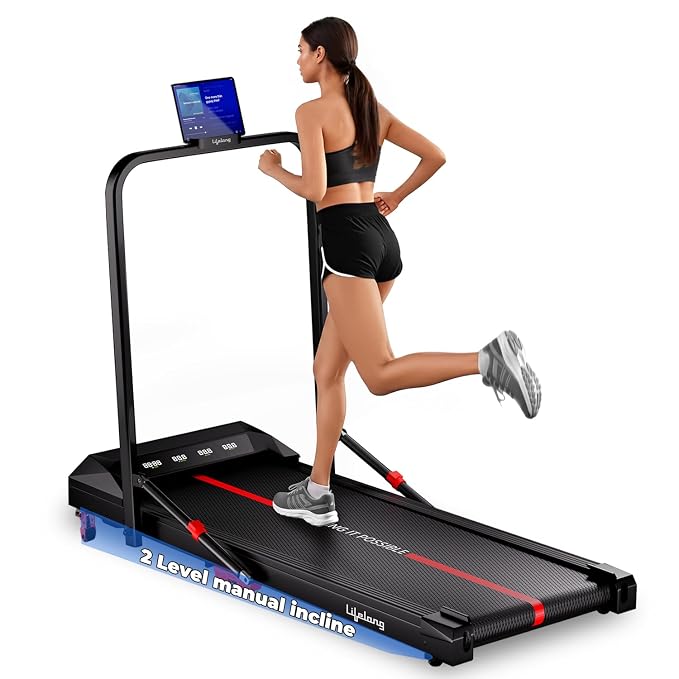 Lifelong 4.5HP Walking Pad Treadmill | Max Speed 10 km/h | LED Display | Under Desk Treadmill Foldable | Walking Pad for Home Gym | Gym Equipment for Home Workout | 100 kg Capacity