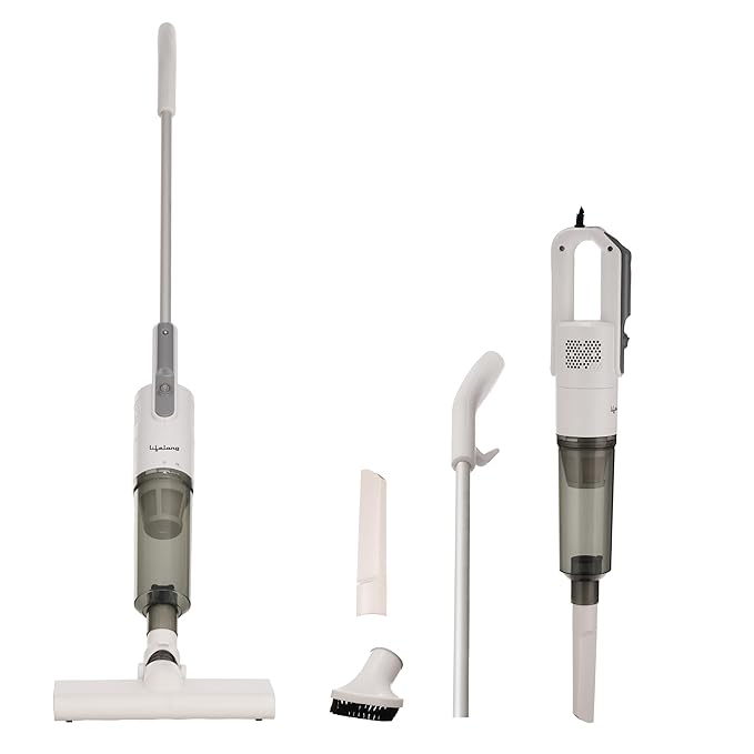 Lifelong 2-in-1 Handheld & Stick Vacuum Cleaner | 14KPA Suction | HEPA Filter | 3 Cleaning Heads for Dust Mite, Bed, Sofa, Floor | Click Lock Detachable Dust Cup | For Home Use Dry Vacuuming (LLVC922)