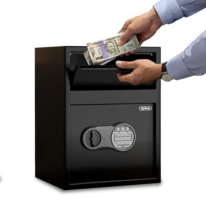Lifelong Digital Safe Locker for Home & Jewellery 52 L | Strong Steel Construction | Drop Slot with Anti-Fishing Design | Depository Secure Locker Box for Money, Valuables & Documents (Black, LLHSD20)